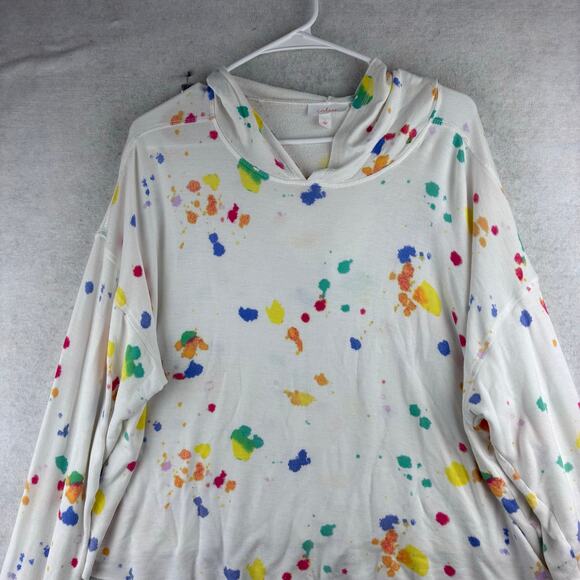 Colsie Long Sleeve Hooded Pullover Sweater Women's Large Paint Splatter Print - Picture 4 of 8